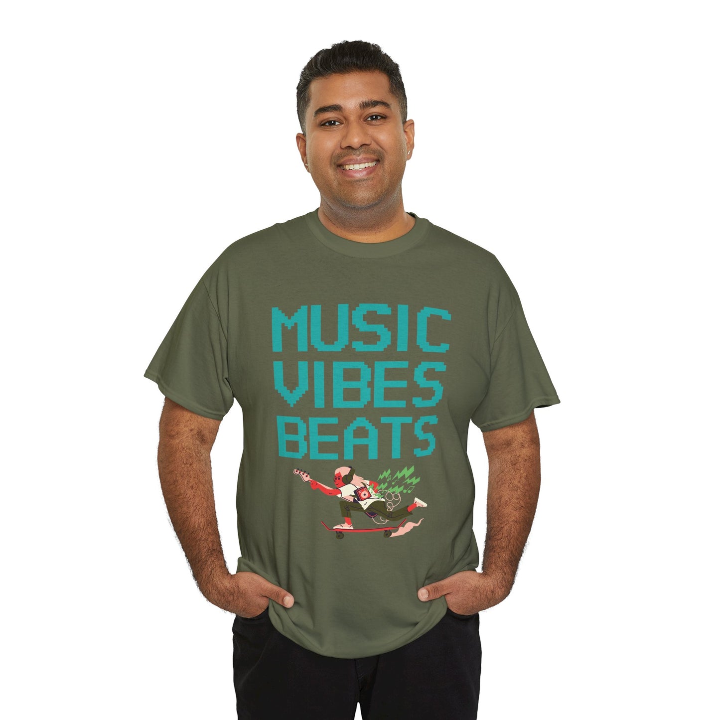 Unisex Heavy Cotton Tee | Music, Vibes, Beats