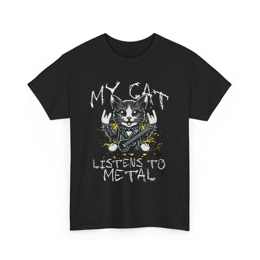 Unisex Heavy Cotton Tee | My Cat Listens To Metal