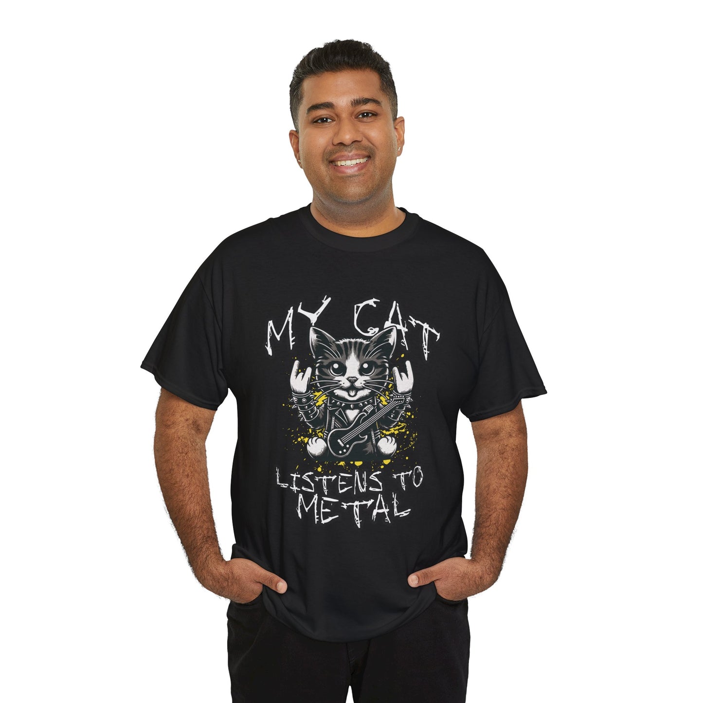 Unisex Heavy Cotton Tee | My Cat Listens To Metal