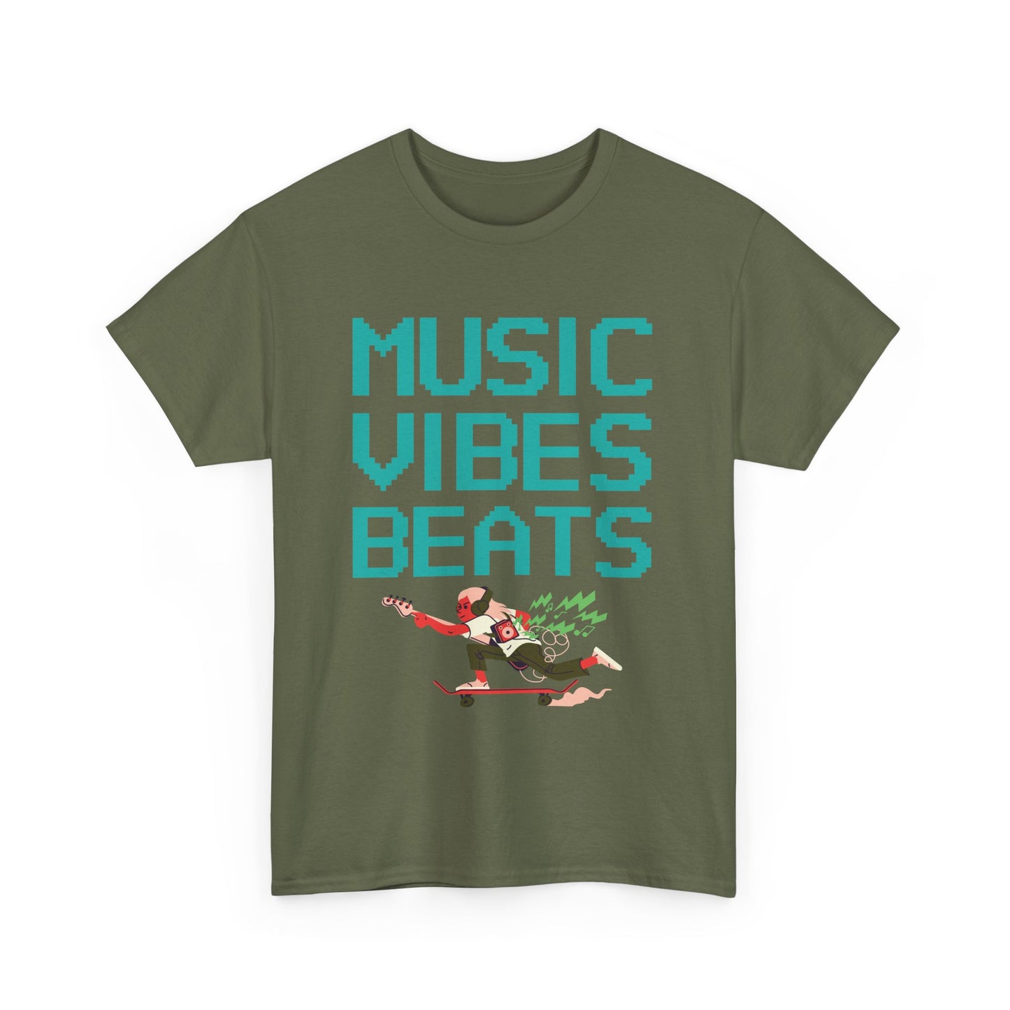 Unisex Heavy Cotton Tee | Music, Vibes, Beats