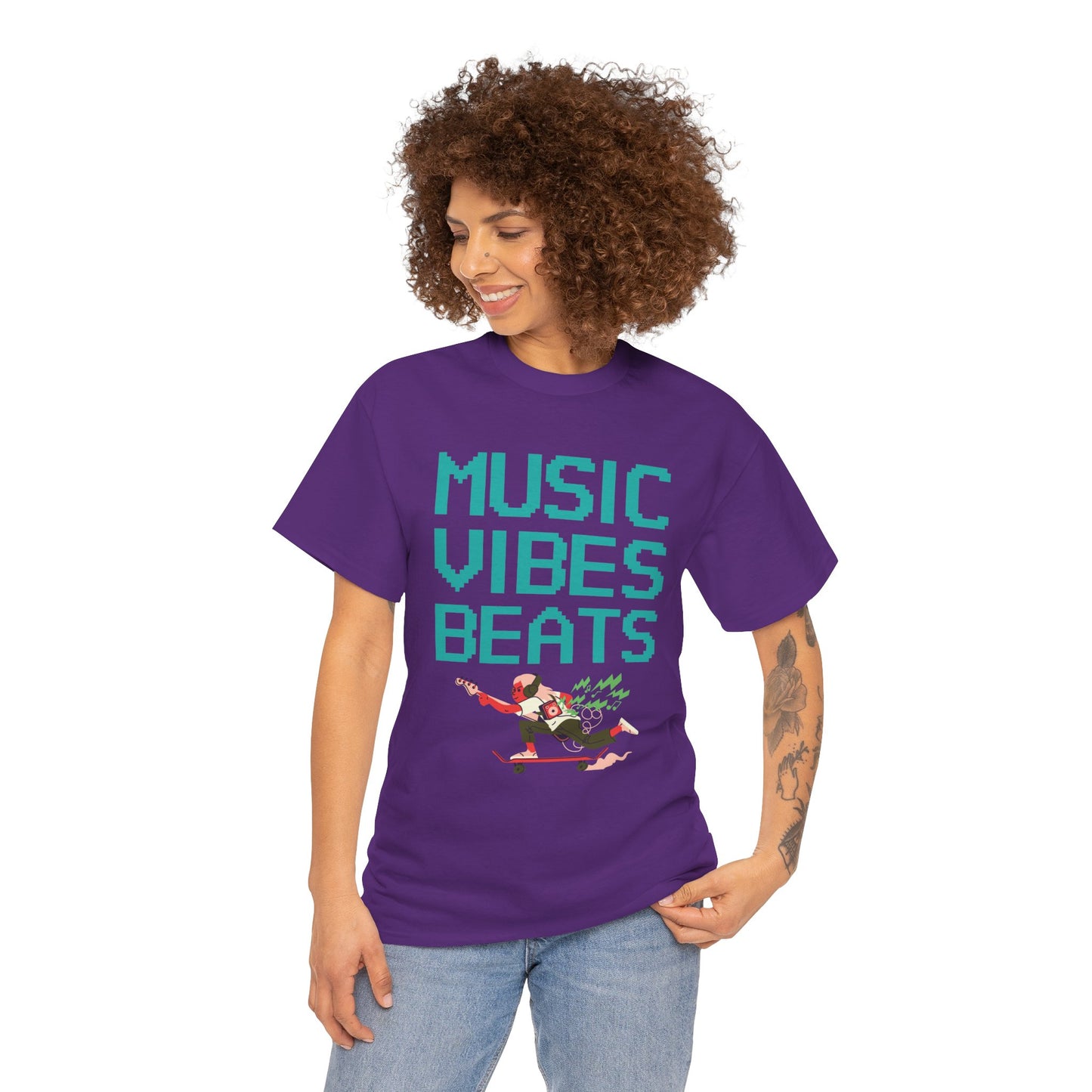 Unisex Heavy Cotton Tee | Music, Vibes, Beats